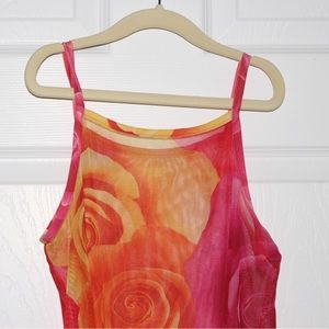 Thrifted Mesh Y2K Floral Top